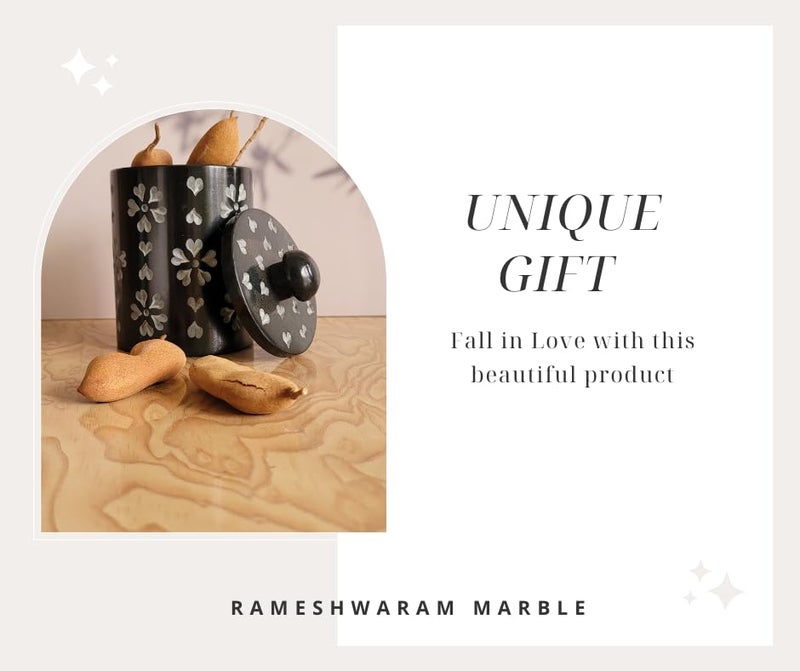 RM وعاء سكر من الرخام مع غطاء حاوية سكر موزع سكر مصنوع يدويًا من الرخام الطبيعي داخل ناعم رخام أسود - Image 5