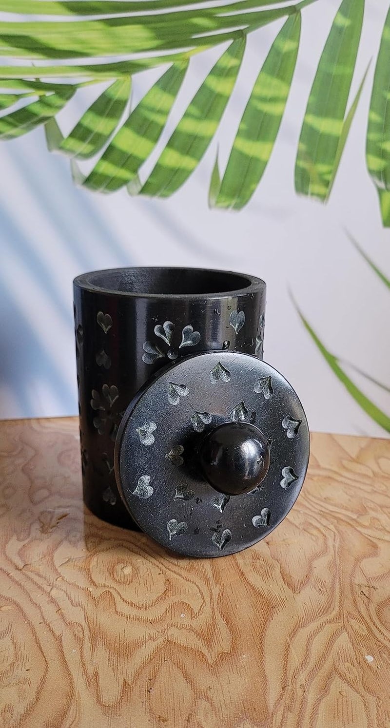 RM وعاء سكر من الرخام مع غطاء حاوية سكر موزع سكر مصنوع يدويًا من الرخام الطبيعي داخل ناعم رخام أسود - Image 4