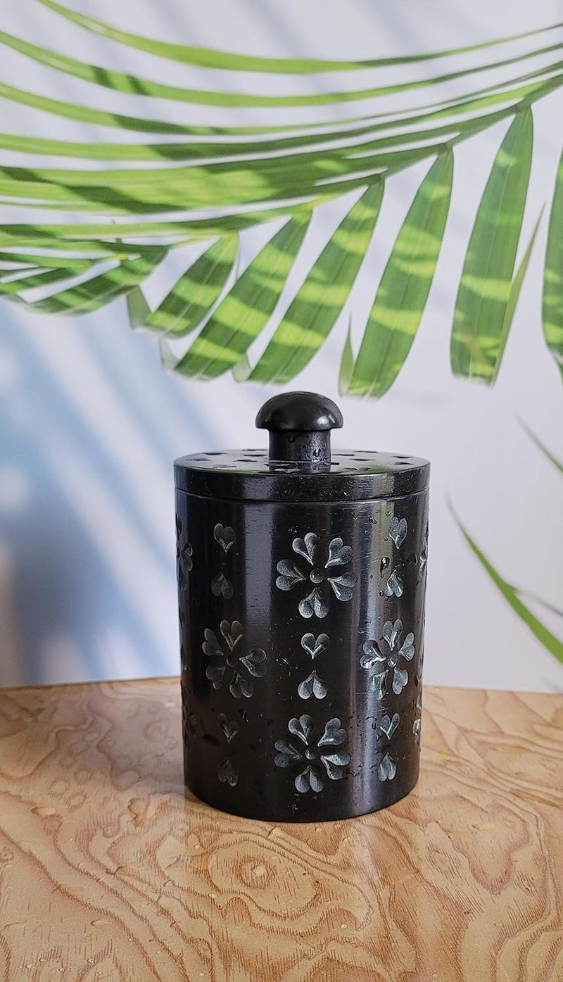 RM وعاء سكر من الرخام مع غطاء حاوية سكر موزع سكر مصنوع يدويًا من الرخام الطبيعي داخل ناعم رخام أسود - Image 1