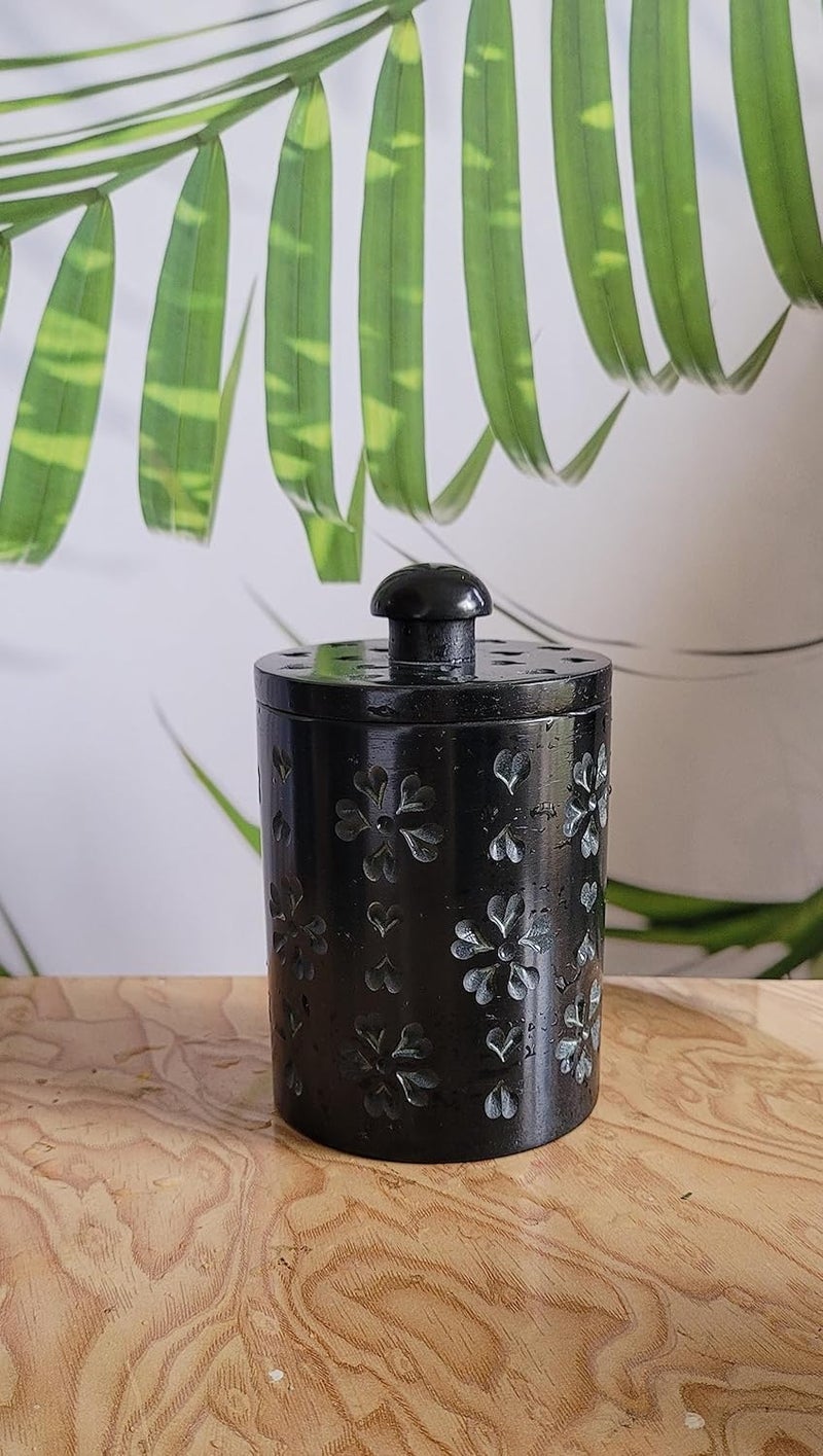 RM وعاء سكر من الرخام مع غطاء حاوية سكر موزع سكر مصنوع يدويًا من الرخام الطبيعي داخل ناعم رخام أسود - Image 3