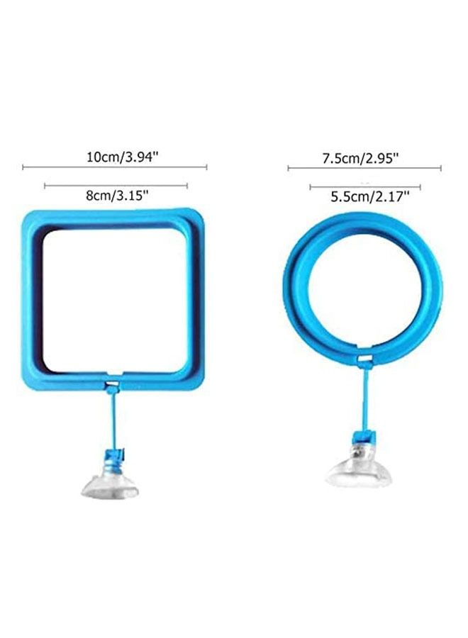 Plastic Square and Circle Aquarium Fish Feeder- Set of 2 (Blue) - Image 3