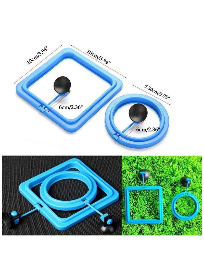 Plastic Square and Circle Aquarium Fish Feeder- Set of 2 (Blue) - Image 2