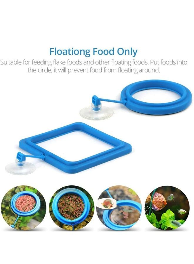 Plastic Square and Circle Aquarium Fish Feeder- Set of 2 (Blue) - Image 5