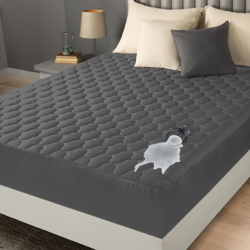 Utopia Bedding Waterproof Mattress Protector  King Mattress Pad  Quilted Fitted Cover Stretches up to 16 Inches Deep (Grey) - Image 1