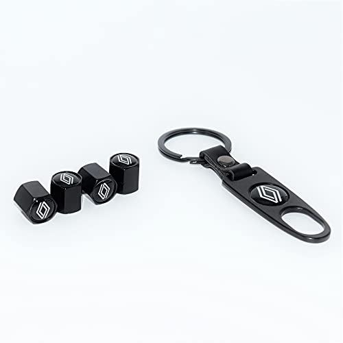 Careflection Premium Car Tyre Valve Cap Air Cap Car Tyre Valve Stem Cap Air Covers with Keychain Compatible for All New Renault Cars - Image 1