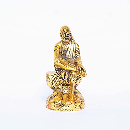 KridayKraft Shirdi Sai Baba Idol Metal Statue Showpiece for Car Dashboard & Home,Office Decorative Saibaba Idol Murti,Religious Gift Article,Showpiece Figurines,Corporate Gift... - Image 3