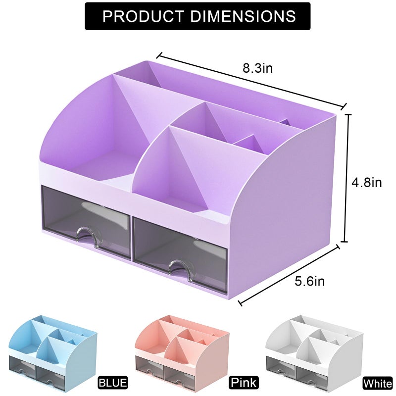 COMFYROOM Makeup Organizer with Drawers, Cosmetic Storage for Dresser Vanity and Bathroom Countertop, Beauty Holder for Lipstick Brush, Skincare Organizer for Vanity, Cosmetic Display Case (Purple) - Image 4