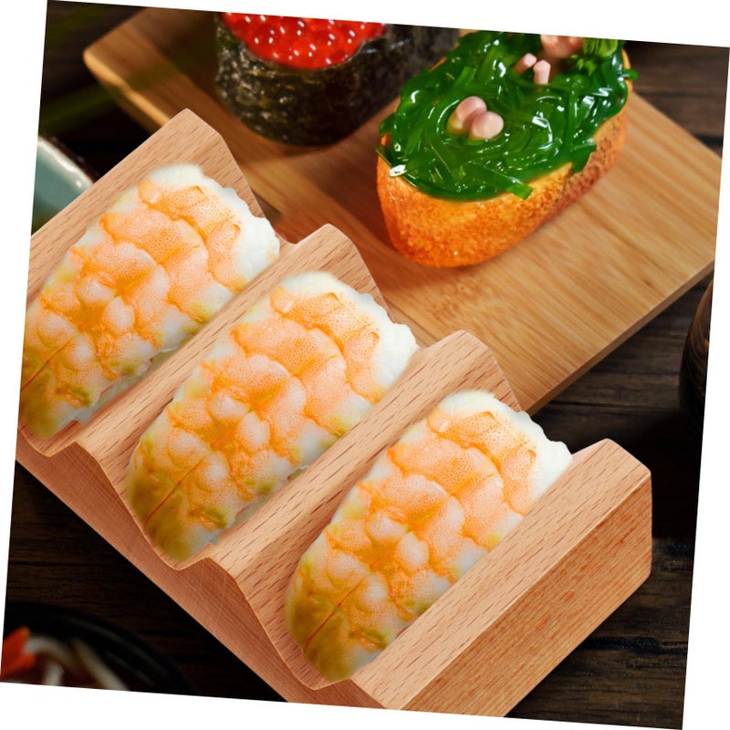 Japanese Style Wooden Sushi Plate Holder Compact Stand Easy Maintenance - Image 5