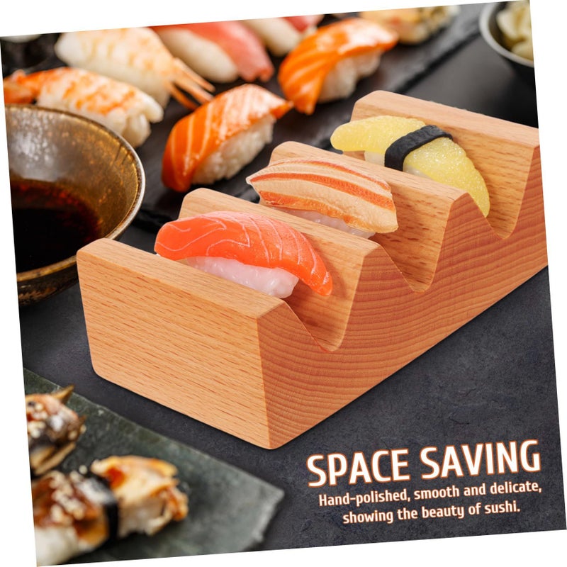 Japanese Style Wooden Sushi Plate Holder Compact Stand Easy Maintenance - Image 4