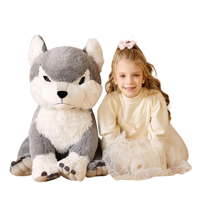 EARTHSOUND Giant Wolf Stuffed Animal Plush Toy23 Large Jumbo Cute Soft ToysBig Size Huge Fluffy Plushy Oversized Fat PlushieGifts for Kids Girlfriend Children 23 inches Gray - Image 3