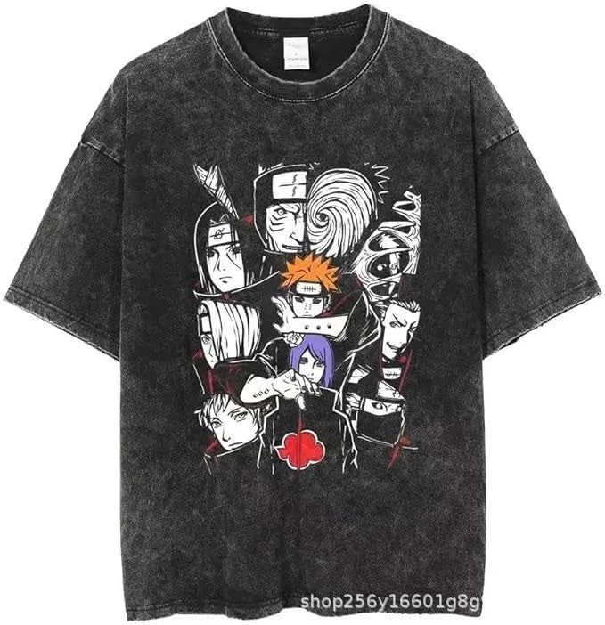 American-Style Old Short-Sleeved T-Shirt Animation Collection Retro Washed Old T-Shirt - Image 1
