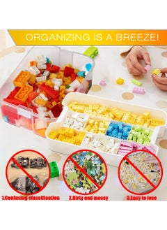 Excefore Kids Toy Storage Box for Lego Miniature Containers Bins with Base Plates Lids Stackable Building Blocks Organizers Stackable Storage Container Compartments Building Blocks Puzzle Board Game Chest  - Image 3
