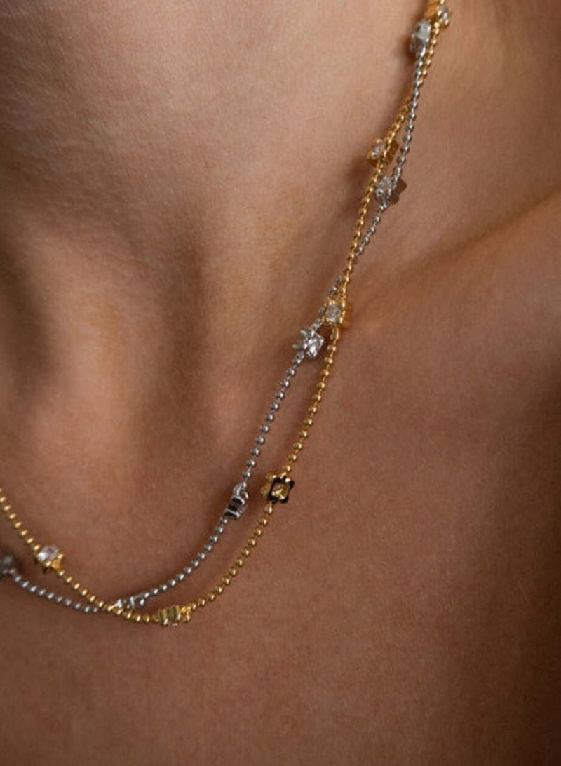 LUV AJ Bezel Charm Beaded Necklace-Silver - Image 2