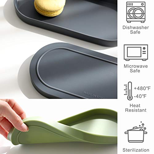 Lazy K Silicone Tray - Small Vanity Tray Organizer - Spoon Rest Holder - Kitchen Sink, Bathroom, Multi-Purpose Modern Counter Organizer (Black) - Image 2