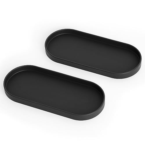 Lazy K Silicone Tray - Small Vanity Tray Organizer - Spoon Rest Holder - Kitchen Sink, Bathroom, Multi-Purpose Modern Counter Organizer (Black) - Image 1