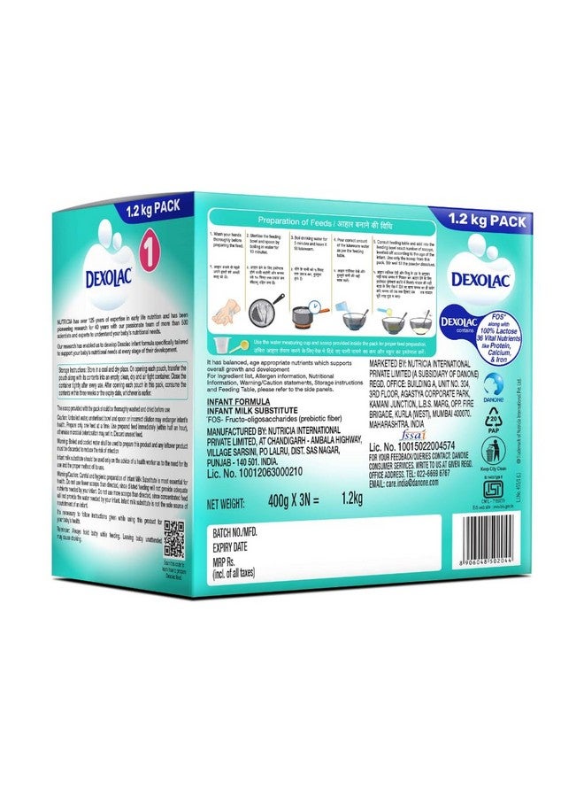 Dexolac Infant Formula Milk Powder for Babies - Stage 1 (Upto 6 Months) - with FOS and 36 Vital Nutrients - 1.2 Kg Large Pack - Image 2