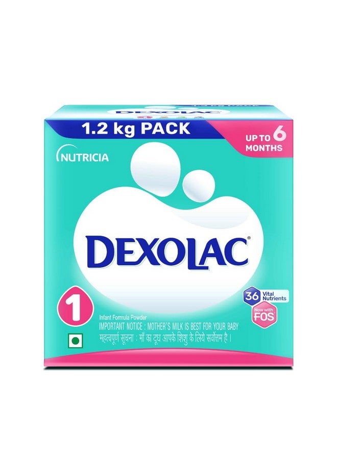 Dexolac Infant Formula Milk Powder for Babies - Stage 1 (Upto 6 Months) - with FOS and 36 Vital Nutrients - 1.2 Kg Large Pack - Image 1