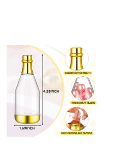 Y&D 12 Pieces Champagne Bottle Container Candy DIY Favor Mini Baby Shower Favors Jars Wedding Plastic Small Bottles for Bridal Birthday, Clear and Gold  - Image 2