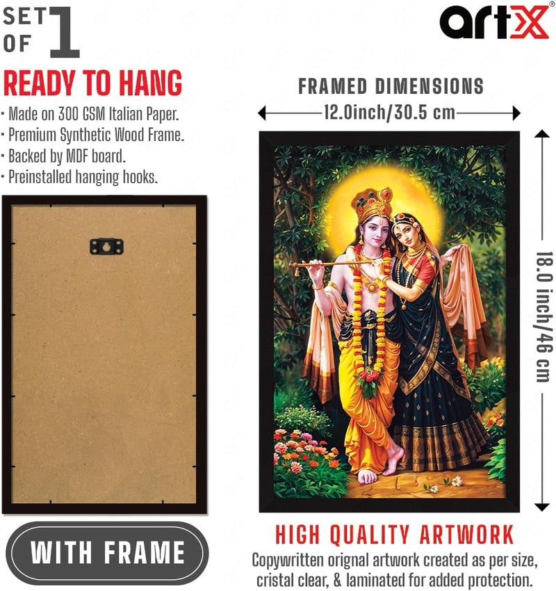ArtX Radha Krishna Traditional Framed Painting - Image 2