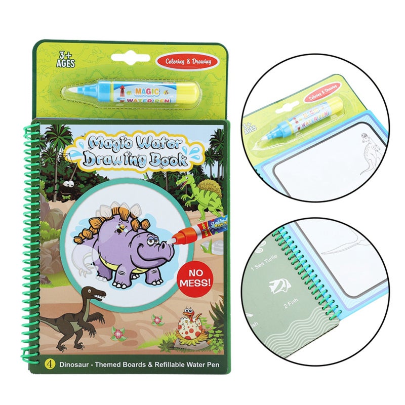 Reusable Water Coloring Book - Refillable Water Pen, 1 Piece Portable Coil Binding for Toddlers and Preschoolers Travel Activities - Image 3