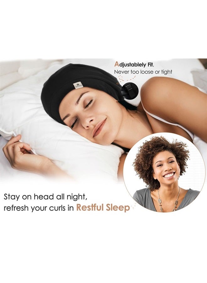 YANIBEST 2 Pcs Silk Bonnet Satin Bonnet Hair Cover Bonnet Sleep Cap - Adjustable Saty on Satin Lined Slouchy Beanie Hat for Women Curly Natural Hair Night Sleeping - Image 1