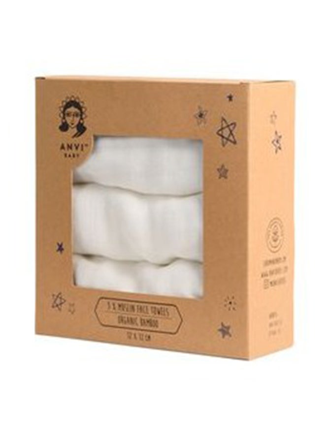 أنفي بيبي مجموعة من  قطع قماش وجه من الخيزران العضوي أبيض - Image 2