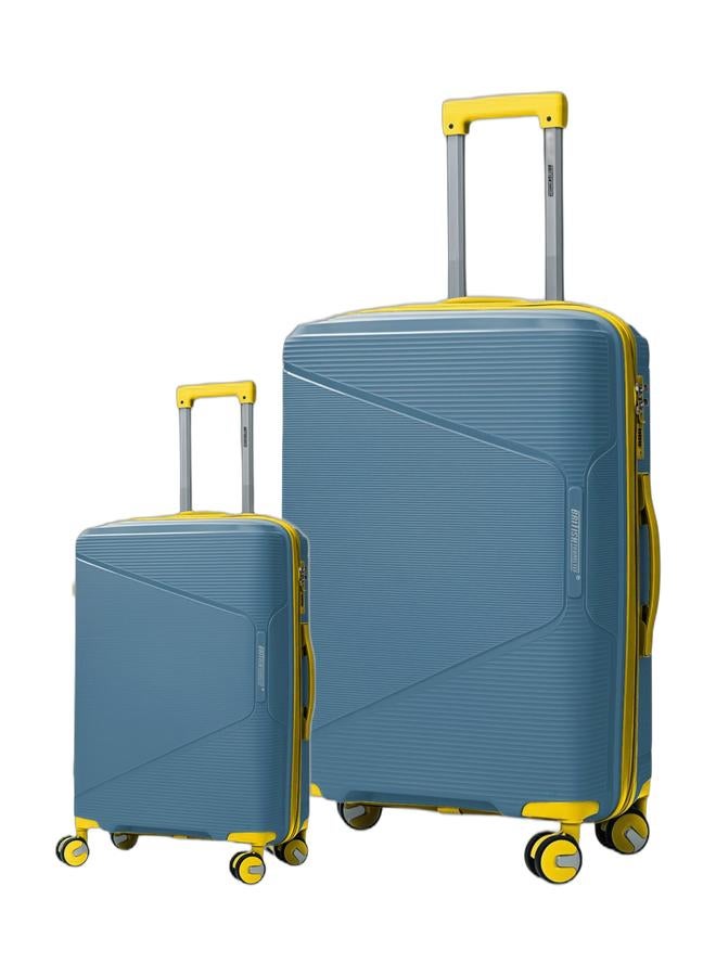 السياحية البريطانية طقم حقائب سفر صلبة من قطعتين (20 بوصة و24 بوصة) - حقائب سفر خفيفة الوزن من البولي بروبيلين مزودة بقفل إدارة أمن النقل وعجلات دوارة بزاوية 360 درجة - لون أزرق طاووسي - Image 1