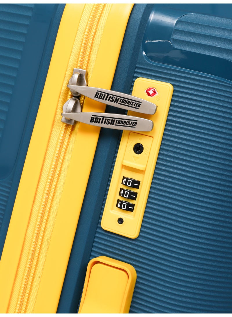 السياحية البريطانية طقم حقائب سفر صلبة من قطعتين (20 بوصة و24 بوصة) - حقائب سفر خفيفة الوزن من البولي بروبيلين مزودة بقفل إدارة أمن النقل وعجلات دوارة بزاوية 360 درجة - لون أزرق طاووسي - Image 5