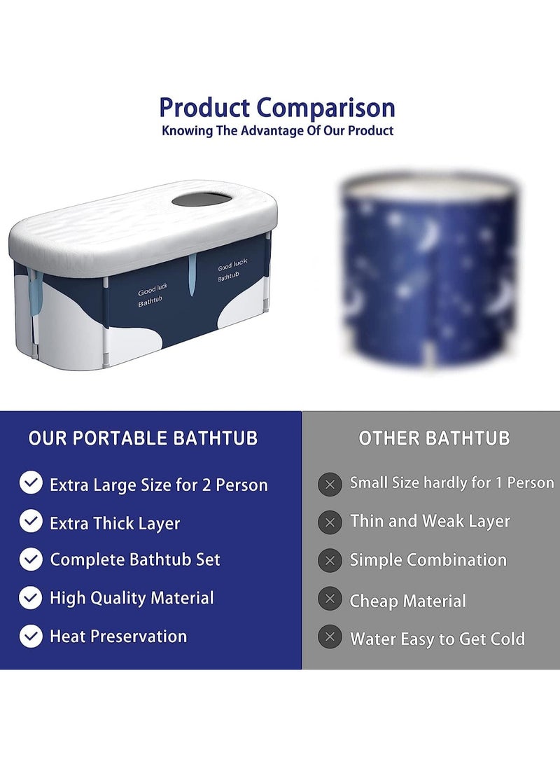 يوستيد حوض استحمام كبير للغاية قابل للطي مع غطاء للبالغين، حوض استحمام سبا عائلي للحمام الصغير، حوض استحمام سميك متعدد الطبقات مع غطاء لمقصورة الدش - Image 3