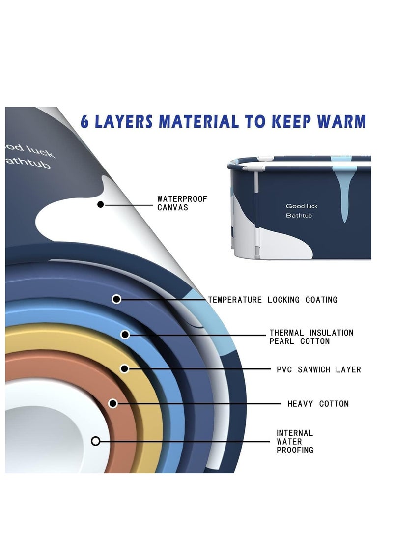 يوستيد حوض استحمام كبير للغاية قابل للطي مع غطاء للبالغين، حوض استحمام سبا عائلي للحمام الصغير، حوض استحمام سميك متعدد الطبقات مع غطاء لمقصورة الدش - Image 5