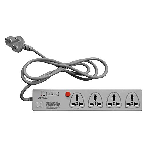 MX Power Strip with 4 Universal Sockets, Built-in Fuse, Master Switch, LED Indicator – Extension Board with 1.5 Meter Cord – 6A/250V AC – Multiplug Spike Guard for Low Wattage Devices - Image 1