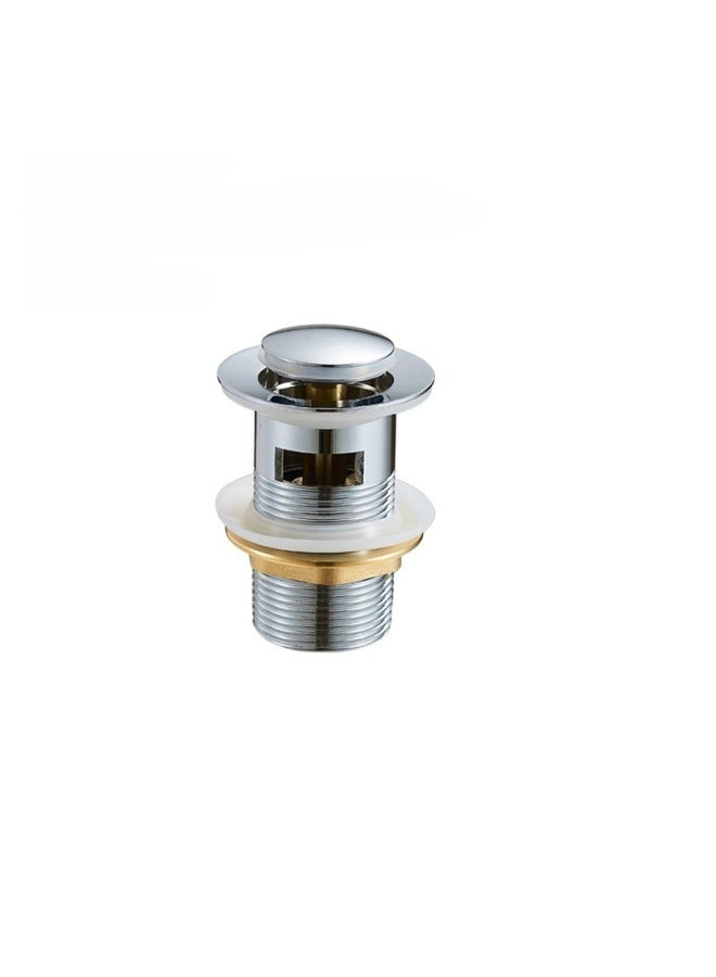 European-Style All-Copper Pop-Up Drain Head – 40mm Full Thread Brass Waste Coupling for Glass, Tabletop & Under-Counter Wash Basins, Chrome Plated with Small Cover & Hole - Image 1