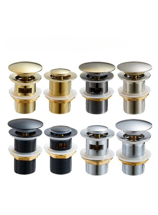 European-Style All-Copper Pop-Up Drain Head – 40mm Full Thread Brass Waste Coupling for Glass, Tabletop & Under-Counter Wash Basins, Chrome Plated with Small Cover & Hole - Image 3