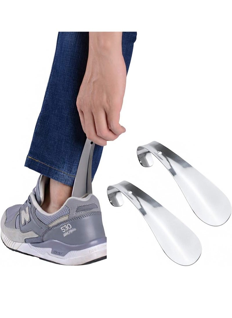 Apustim 2Pcs Travel Shoe Horn，Portable 15cm Long Shoe Horn, Easy to Take for Travel Use，Stainless Steel Shoe Helper Stick，Heavy Duty Unibody Metal Shoe Horn，Shoehorn  - Image 1