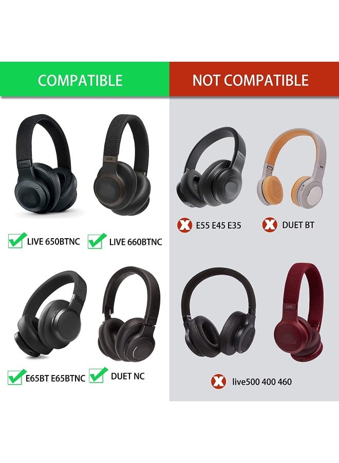 استبدال سماعات الأذن لـ JBL E65BTNC / Live 650BTNC / Live 650BT / Live 660NC / Duet NC Over-Ear Headphones ، وسائد سماعات الأذن مع جلد أنعم ، رغوة عزل الضوضاء (أزرق بحري) - Image 2