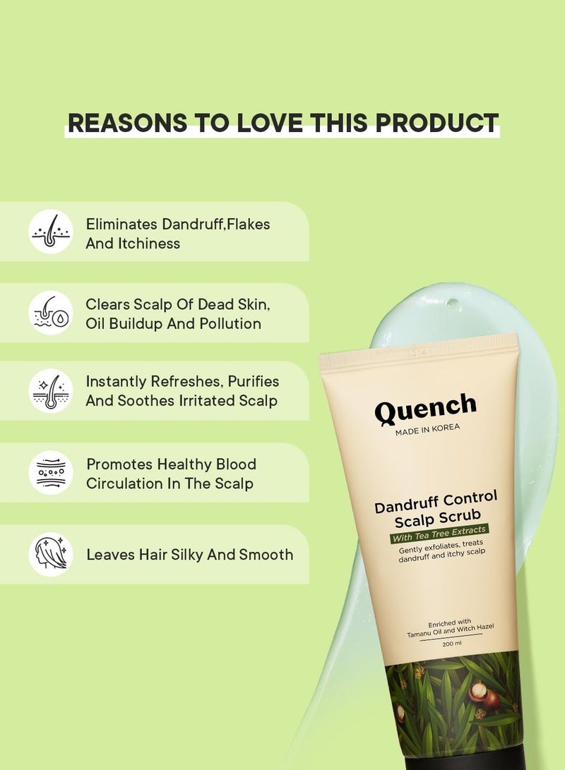 Quench Dandruff Control Scalp Scrub With Tea Tree Extracts | Eliminates Dandruff, Flakes & Itchiness | Clears Scalp Of Dead Skin & Oil Buildup | Made In Korea (200Ml) - Image 3