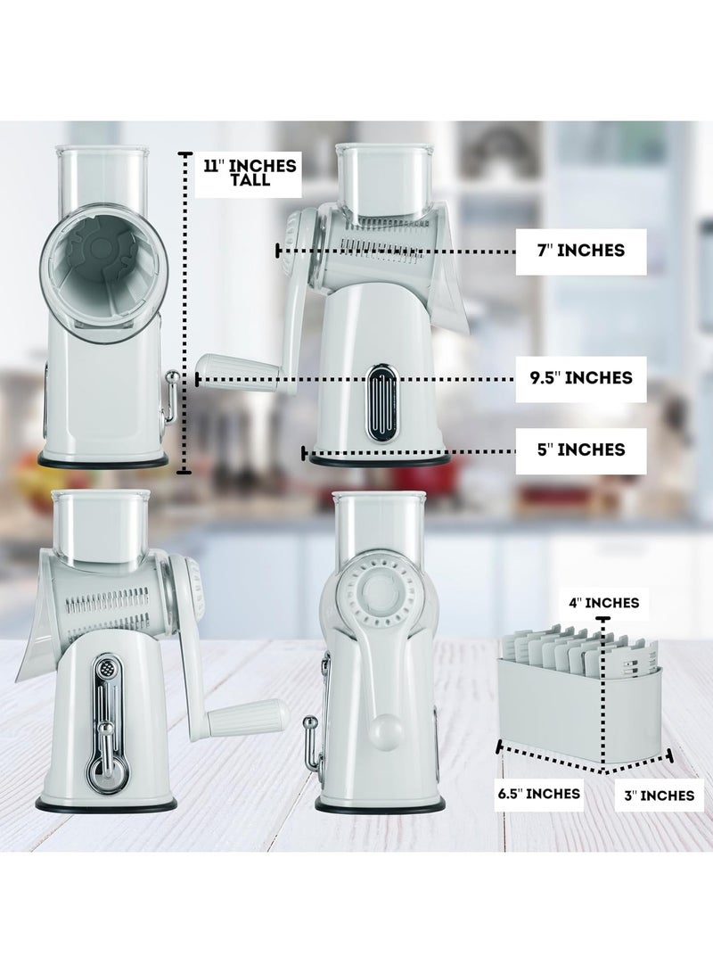 عام مبرشة جبن دوارة محمولة 5 في 1 - شفرة من الفولاذ المقاوم للصدأ، تقطع وتفرّم وتبرش الخضار والمكسرات، أداة مطبخ سهلة التنظيف - Image 2