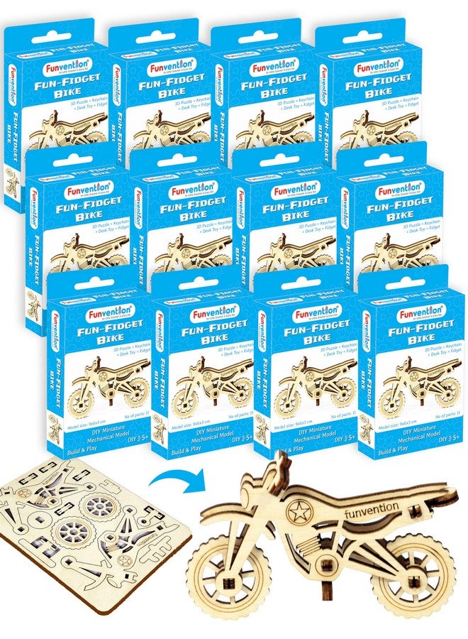 فنفينشين هدايا عيد ميلاد من فنفنشن (عبوة من ١٢ قطعة) ألعاب فيدجيتس ممتعة - دراجة | نماذج ميكانيكية مصغرة ثلاثية الأبعاد، هدايا عيد ميلاد للأطفال من سن ٥ سنوات فما فوق، صنع في الهند - Image 1