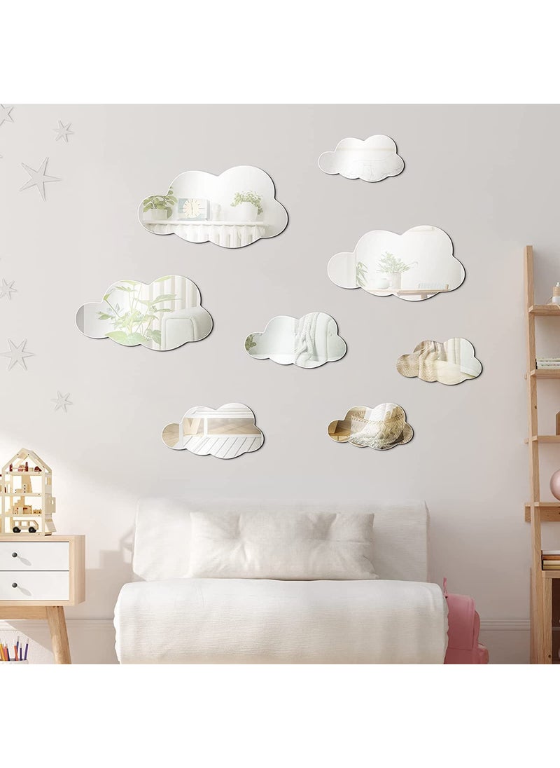Incrizma Incrizma 3D Acrylic Cloud Shape Mirror Wall Art Decor Removable Self Adhesive Decorative Cloud Mirror Stickers Decals for Kids Girls Bedroom Bathroom Playroom Living Room Nursery Decoration (Silver)  - Image 1