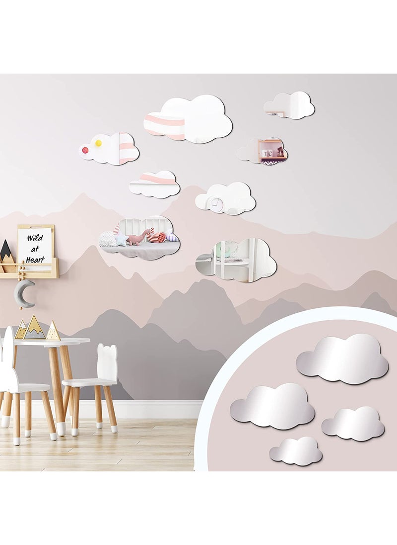 Incrizma Incrizma 3D Acrylic Cloud Shape Mirror Wall Art Decor Removable Self Adhesive Decorative Cloud Mirror Stickers Decals for Kids Girls Bedroom Bathroom Playroom Living Room Nursery Decoration (Silver)  - Image 3