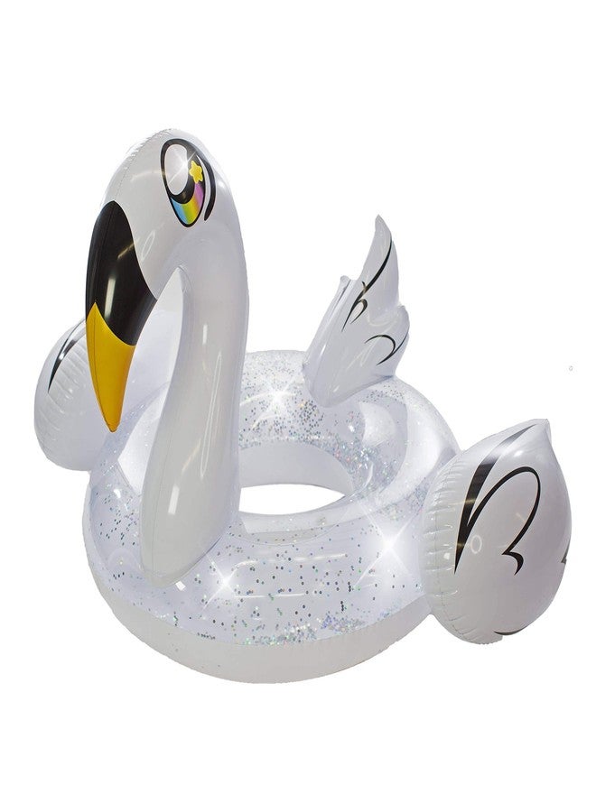 PoolCandy Inflatable Animal Pool Tubes & Swim Rings (Deluxe Swan Gold Glitter 48" inch Animal Swim Ring Pool Tube) - Image 5