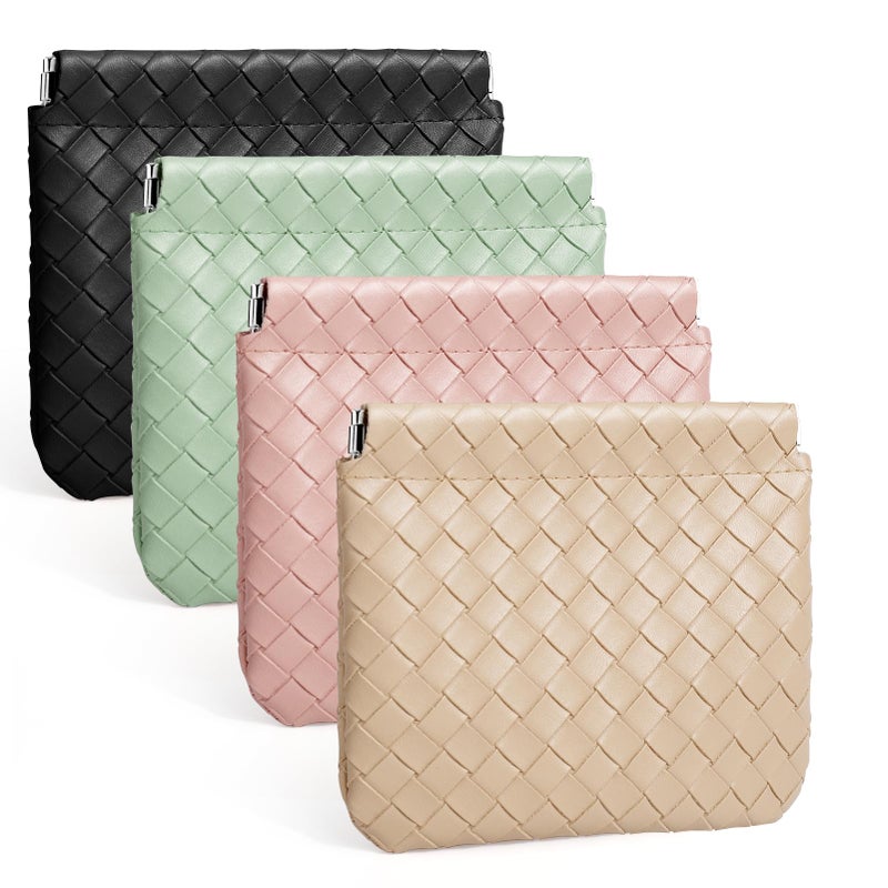 BUSOHA 4 PCS Small Makeup Bag for Purse, Mini Portable Cosmetic Bags for Women, Weave Coin Purse Lipstick Cosmetic Accessories Organizer, Small Travel Kit Storage Pouch - Image 1