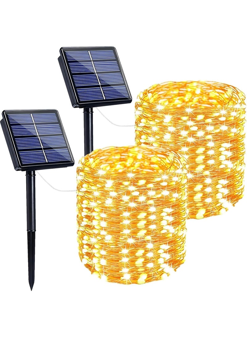 Solar Outdoor String Lights, 2 Pack Extra-Long 144FT 400LED Waterproof, Copper Wire with 8 Modes, Solar Twinkle Lights for Tree Garden Party Wedding Decor - Image 1