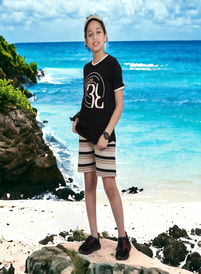 تشويس ملابس نوم قطنية فاخرة للأولاد (عمر 10 سنوات) - تشكيلة صيف 2024 - أنسجة حريرية وألوان متألقة لزي أنيق ومريح, المورد الافضل للمنتج 🌈 تشويس - Image 2