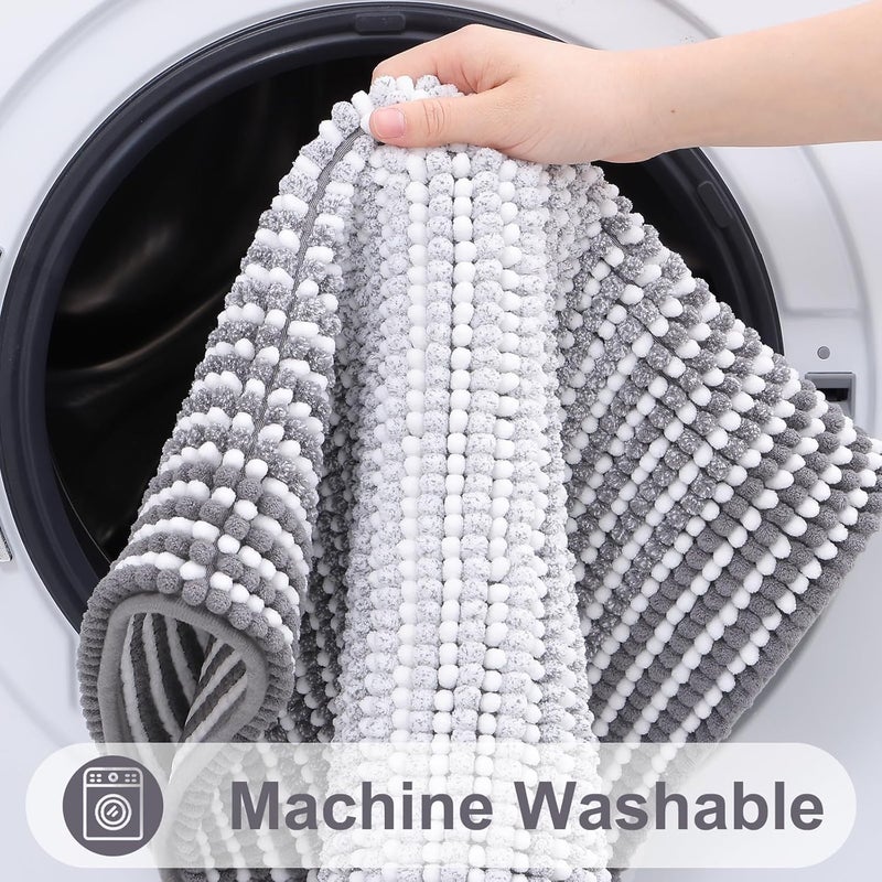 Ofrdncy Luxury Bathroom Mat Rug,50x120cm Extra Soft and Absorbent Microfiber Bath Mat Rug, Non-Slip Plush Shaggy Bath Carpet, Machine Wash Dry(Grey) - Image 5