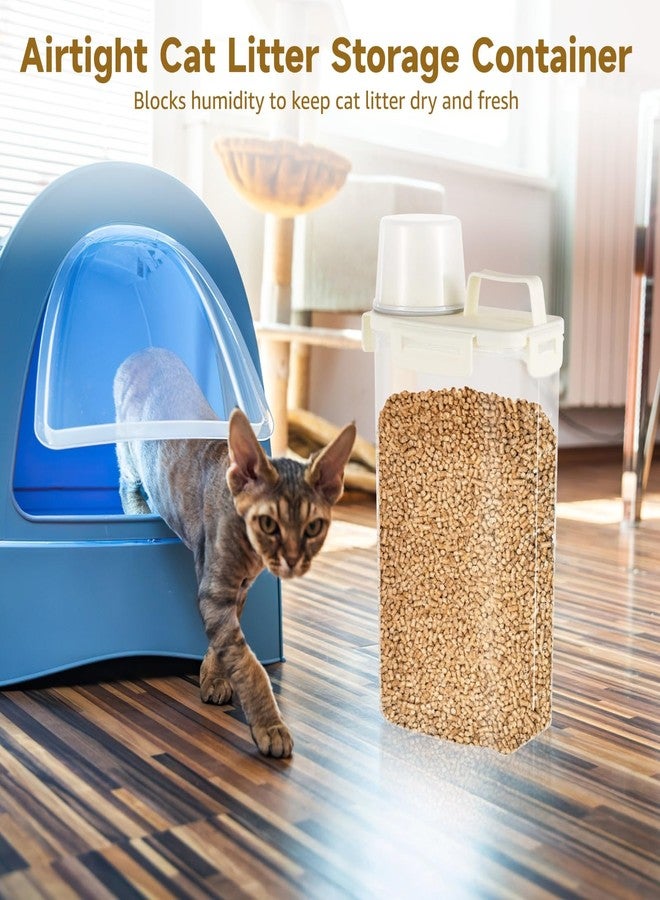 Homaisson 2 PCS Cat Litter Storage Container, 0.8 Gal Clear Plastic Litter Container with Airtight Lid, Transparent Grain Bin with Handle - Image 3