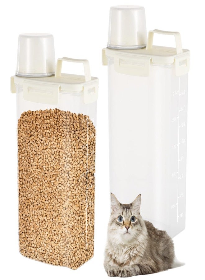 Homaisson 2 PCS Cat Litter Storage Container, 0.8 Gal Clear Plastic Litter Container with Airtight Lid, Transparent Grain Bin with Handle - Image 1