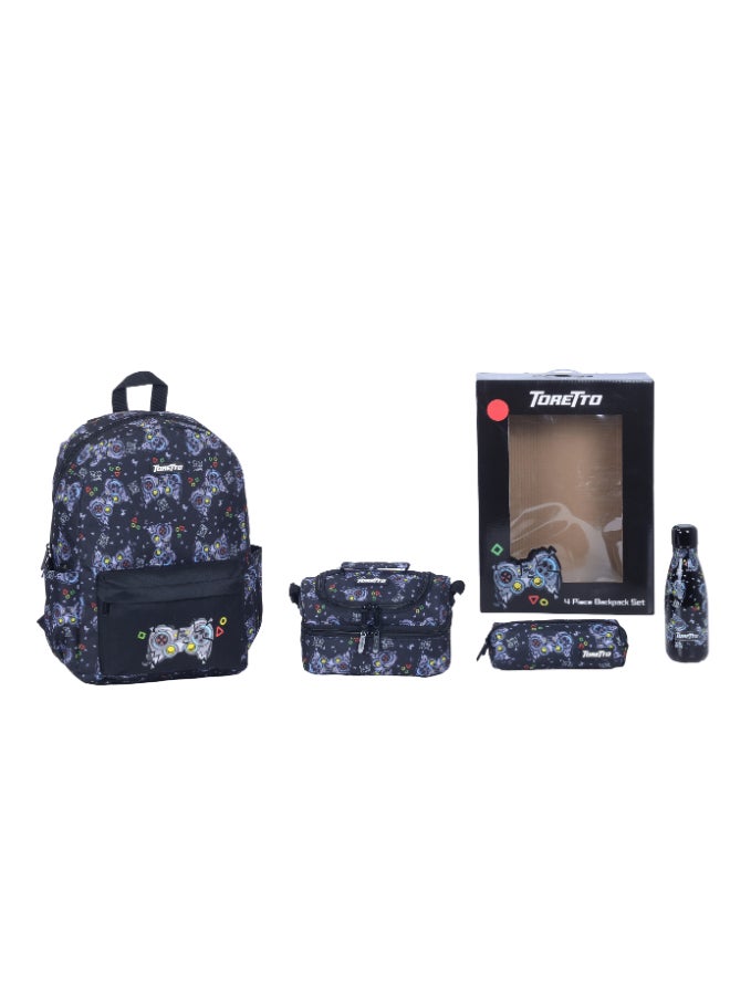 Toretto Toretto 4 PCS Backpack Set with Lunch Bag, Water Bottle & Pencil case - Image 1
