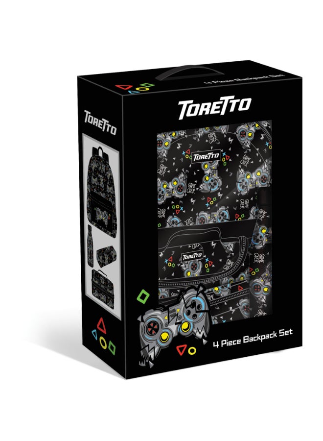 طقم حقائب ظهر 4 قطع مع حقيبة ظهر مدرسية 17 بوصة، حقيبة غداء، زجاجة ماء ومقلمة، هدية للأولاد ✅