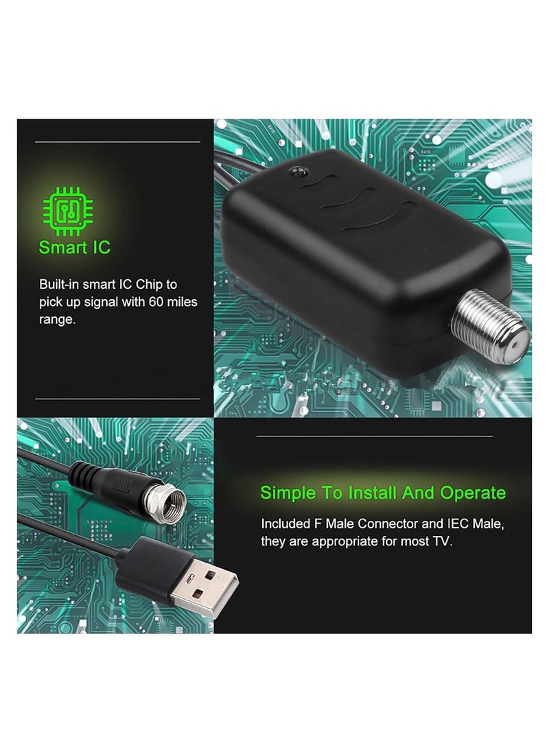 Generic - هوائي التلفزيون الرقمي 8K 4K 500 ميل معزز DVB-T هوائي عالي الدقة مسطح داخلي نشط 25DBi مكاسب عالية VHF UH F TV Box - Image 1